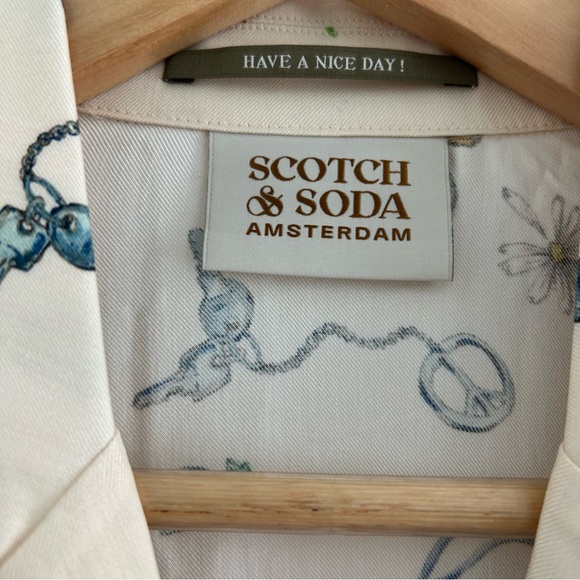 NWOT Scotch and soda border print camp shirt sz 34 - Picture 5 of 6
